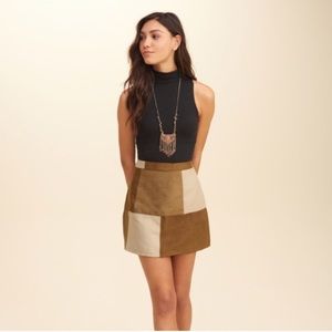 Hollister Patchwork A-Line Suede Slirt